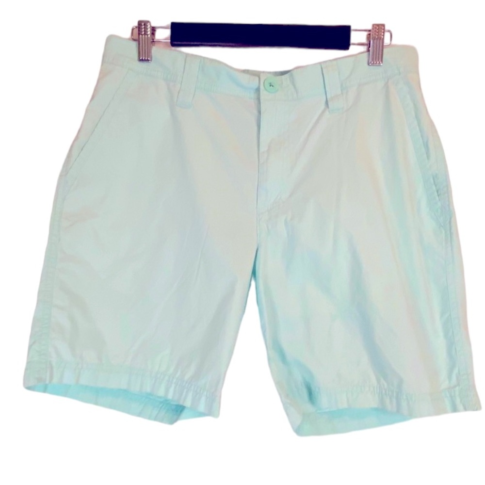 Columbia Men’s Flat Front Shorts Mint Green Side Pockets Back Pockets Belt Loops